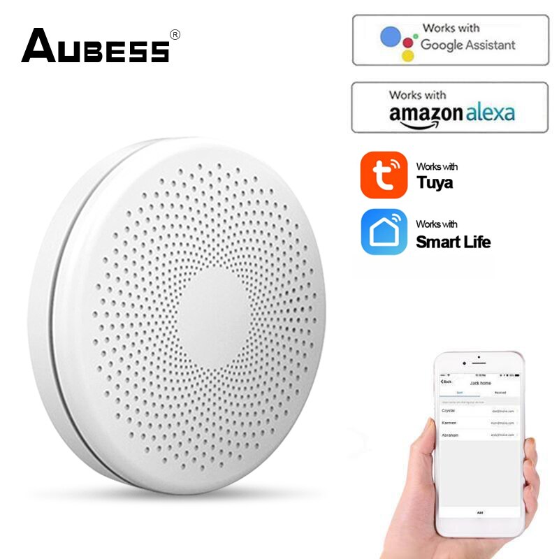 AUBESS Tuya 스마트 와이파이 연기 일산화탄소 감지기 스마트 홈 화재 감지기 연기 경보 센서